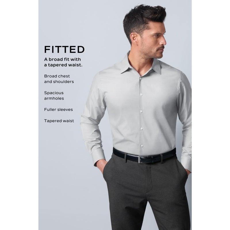 Van Heusen Men's Dress Shirt Fitted Poplin Solid, Dark Leaf, 14.5" Neck 32"-33" Sleeve - Image 5